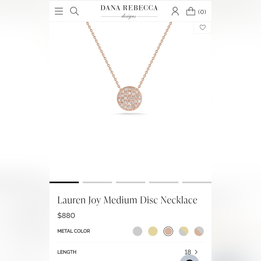 Dana Rebecca Designs Rose Gold and White Pave Disc Necklace